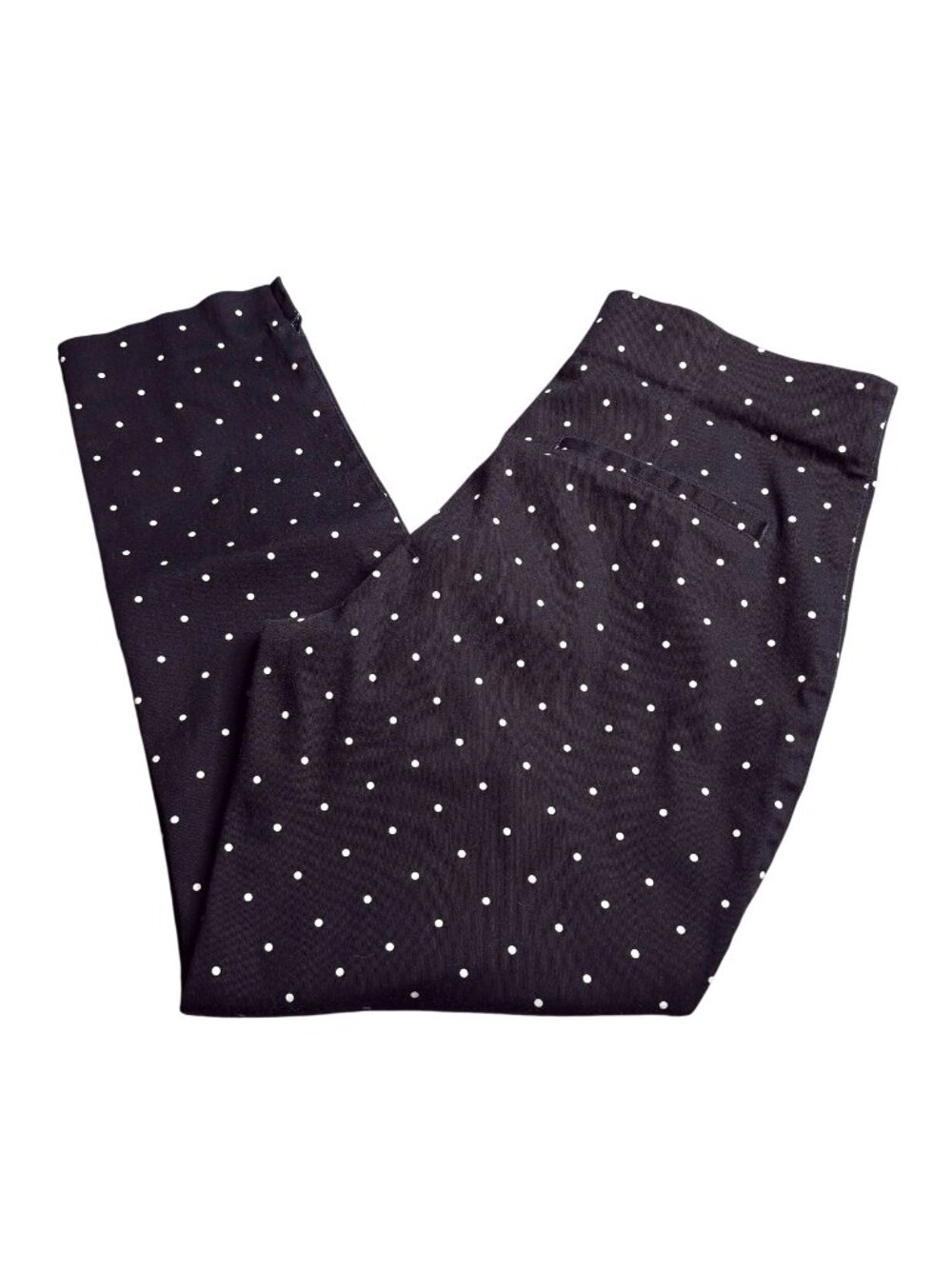 Old Navy Womens Black Polka Dot Ankle Pants 12 High Rise Stretch Back Pockets